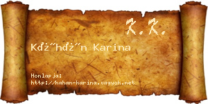 Káhán Karina névjegykártya
